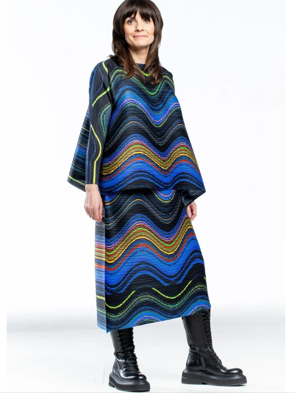 Issey Miyake Pleats Please Multicolor Midi Skirt